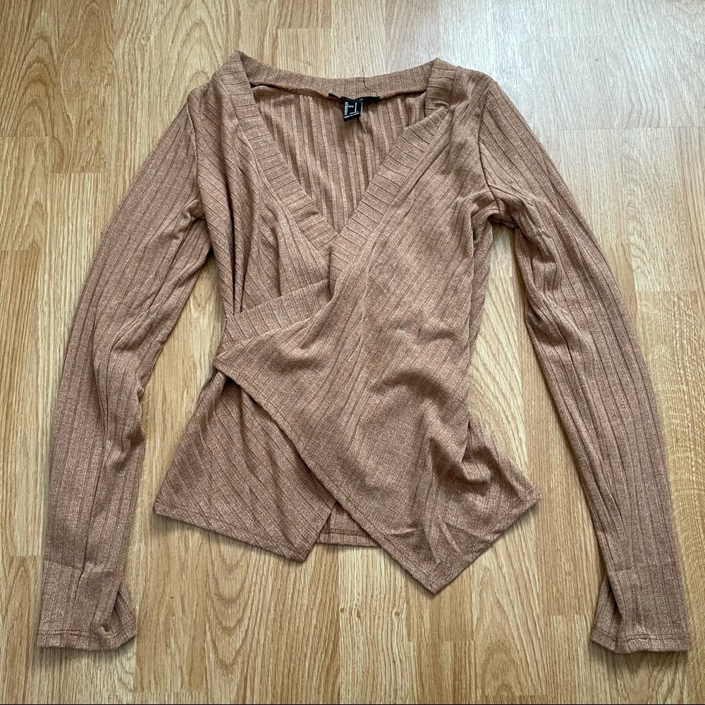 F21 Rust Brown Surplice Top